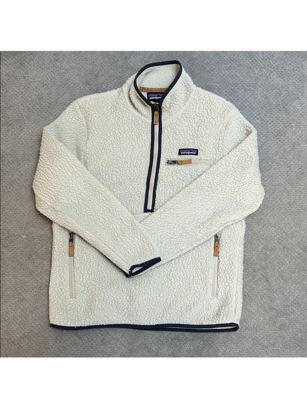 Patagonia Cream Sherpa Half-Zip Fleece Pullover